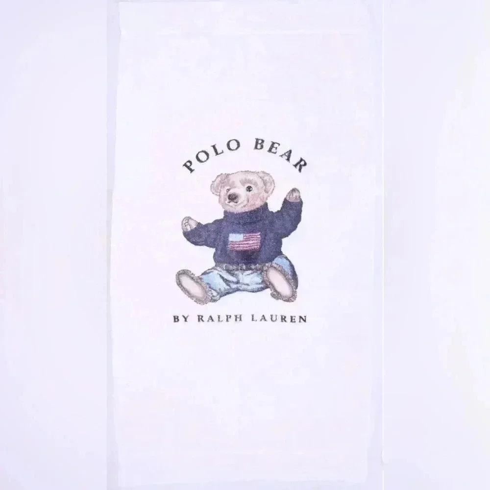 Vintage Polo Ralph Lauren Bear USA Flag Beach Bath Towel 35 